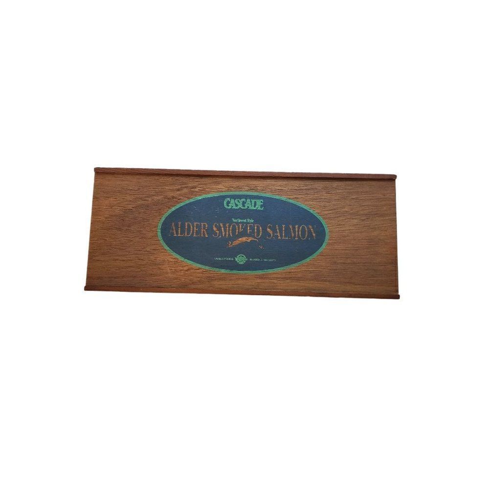 Vintage Cascade Alder Smoked Salmon Wooden Advertising Box